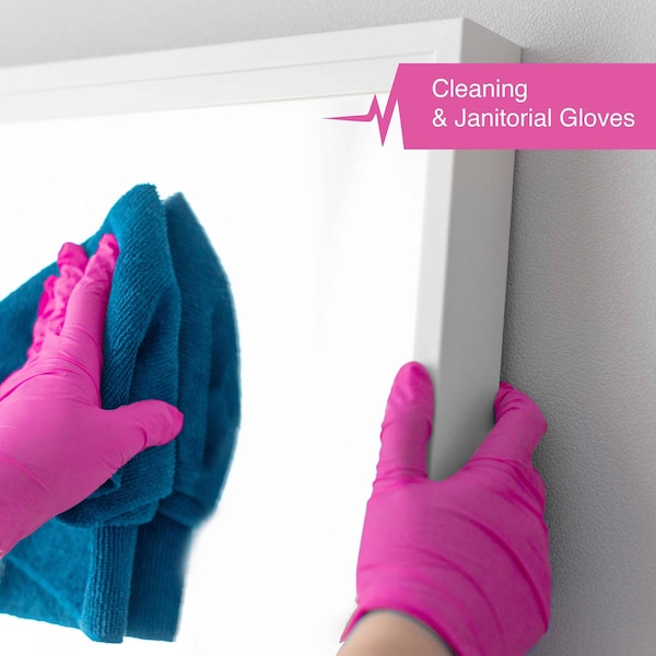 Quinta pulso FMN100, Guantes desechables de Nitrilo, 3 mil de espesor en la palma, Nitrilo, Sin polvo, Talla L, Paquete de 50, Fucsia - FP-N-50-L-FUS