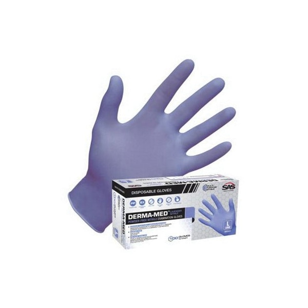 Guantes desechables de nitrilo sin polvo Sas Safety Derma-Med para exámenes de grado médico - Talla grande, paquete de 100 - 66523