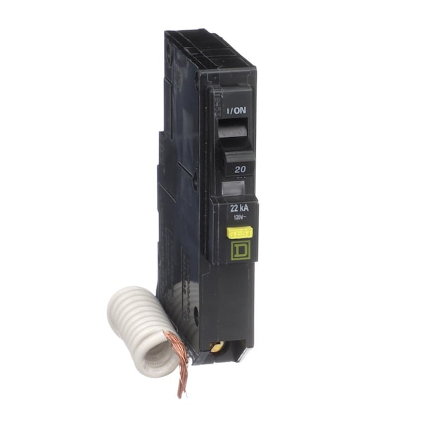 Square D Miniature Circuit Breaker, QO Series, 20A, 1 Pole, 120V AC, 22kA at 120V AC, A Curve - QO120VHGFI