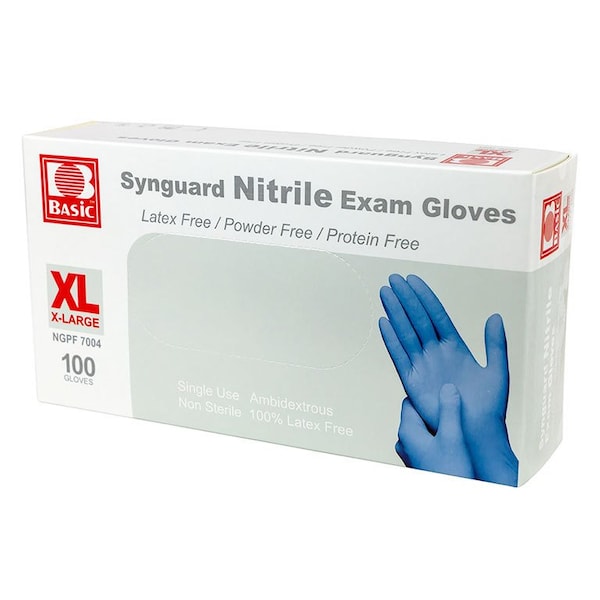 Guantes de examen de nitrilo Synguard, nitrilo, XL, 100 unidades - NGPF7004