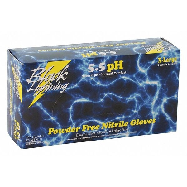 Productos de Seguridad del Atlántico Lightning, Guantes Lightning, 5.2 mil Palma, Nitrilo, Sin Polvo, XL, 100 Paquete, Negro - BL-XL