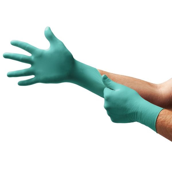 Ansell TouchNTuff 93-300, Guantes Desechables, 5.1 mil de Grosor en la Palma, Nitrilo, Sin Polvo, Talla L, 1000 Piezas, Color Verde - 93-300