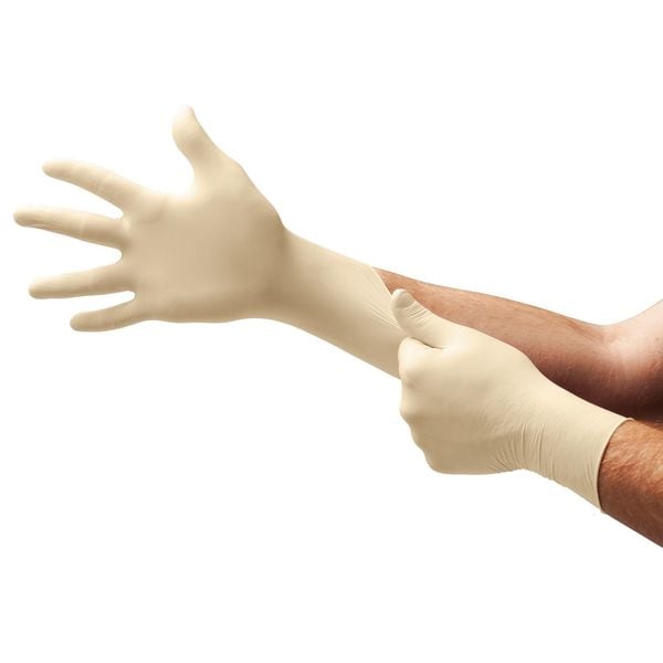Ansell E-Grip, Guantes de Examen, 5.1 mil Palm, Látex de Caucho Natural, Sin Polvo, XS, 100 PK, Beige - L970
