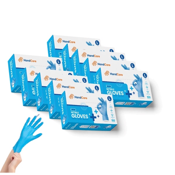 Guante desechable para cuidado de manos, 4 mil de palma, de nitrilo, sin polvo, talla grande, paquete de 1000 unidades, color azul - HC-NEBL40LG