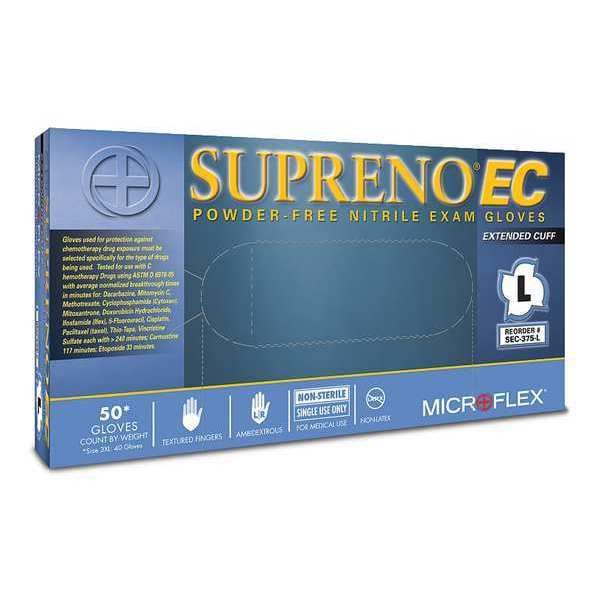 Ansell Supreno, Guantes de Examen con Protección Avanzada de Barrera, 5.5 mil de Palma, Nitrilo, Sin Polvo, XS (6) - SEC-375-XS