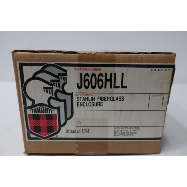 Robroy Fiberglass Electrical Enclosures, 6 in H, 4 in D, 6 in W, Hinged - J606HLL