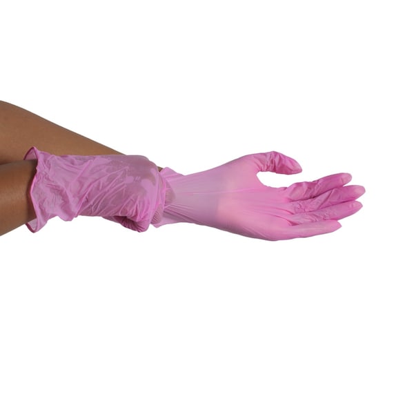 Quinta pulso FMN1000, guantes desechables de vinilo, 3 mil en la palma, vinilo, sin polvo, tamaño M, paquete de 200 piezas, color rosa - FP-V-200-M-PNK.