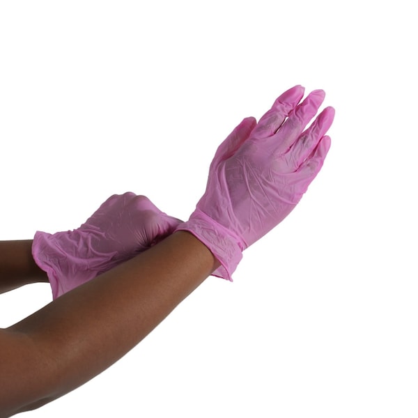 Quinta pulso FMN1000, guantes desechables de vinilo, 3 mil en la palma, vinilo, sin polvo, tamaño M, paquete de 200 piezas, color rosa - FP-V-200-M-PNK.