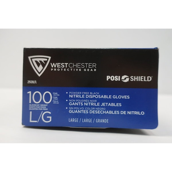 Equipo de Protección de West Chester PosiShield, Guantes Desechables de Nitrilo, Nitrilo, L, 100 Paq - 2920/L