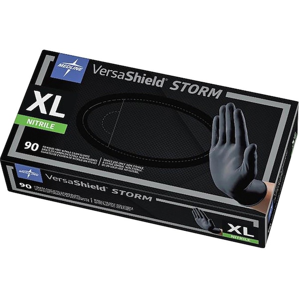 Medline VersaShield STORM, Guantes Desechables de Nitrilo, 2.8 mil Palm, Nitrilo, Sin Polvo, XL, 90 Paq, Negro - MIIMG6114