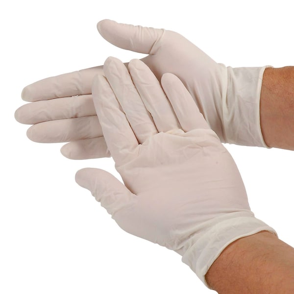 Guantes Desechables de Látex Zona de Seguridad, Palma de 4 mil, Látex, Empolvados, M, Paquete de 100, Blanco - GRDR-MD-1-T