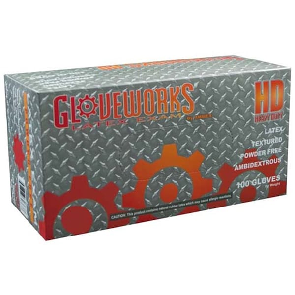 Ammex Gloveworks Hd Polvo Gratis Texted Látex G, 6 mil Palma, Látex, Libre de Polvo, L, Marfil - AMXILHD46100-CS
