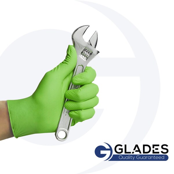 Guantes desechables de nitrilo Glades, 8 mil de palma, nitrilo, sin polvo, L, paquete de 50, verde - HM2021889003-GN-L