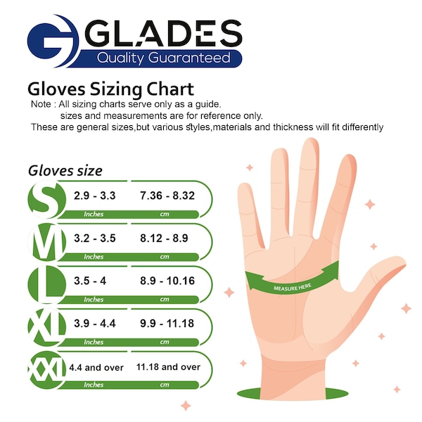 Guantes desechables de nitrilo Glades, 8 mil de palma, nitrilo, sin polvo, L, paquete de 50, verde - HM2021889003-GN-L