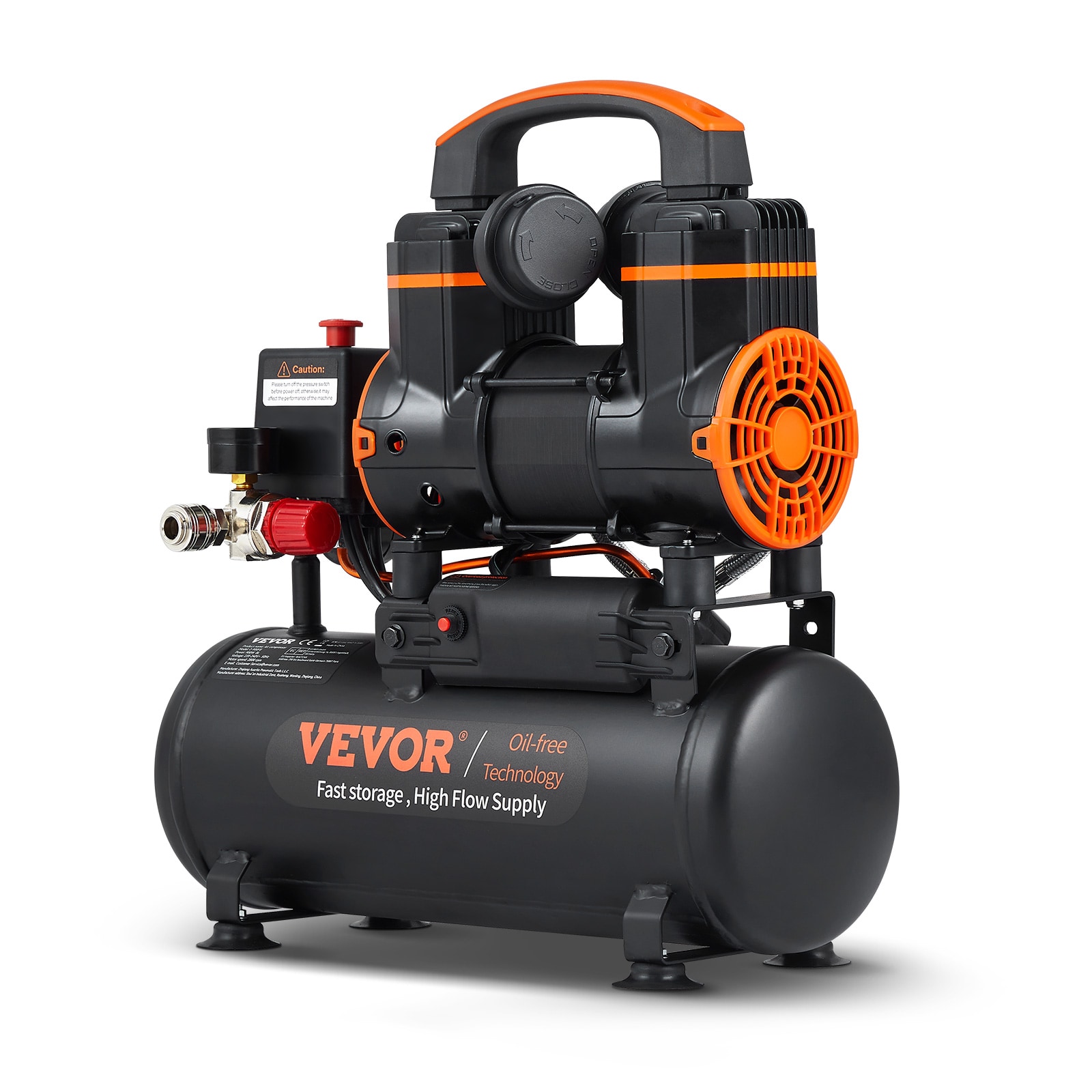 VEVOR Compresor de Aire Eléctrico Portátil de 2.1 Galones y 115 PSI Horizontal con Accesorios Incluidos - WSK9L900W110VPRVFV1