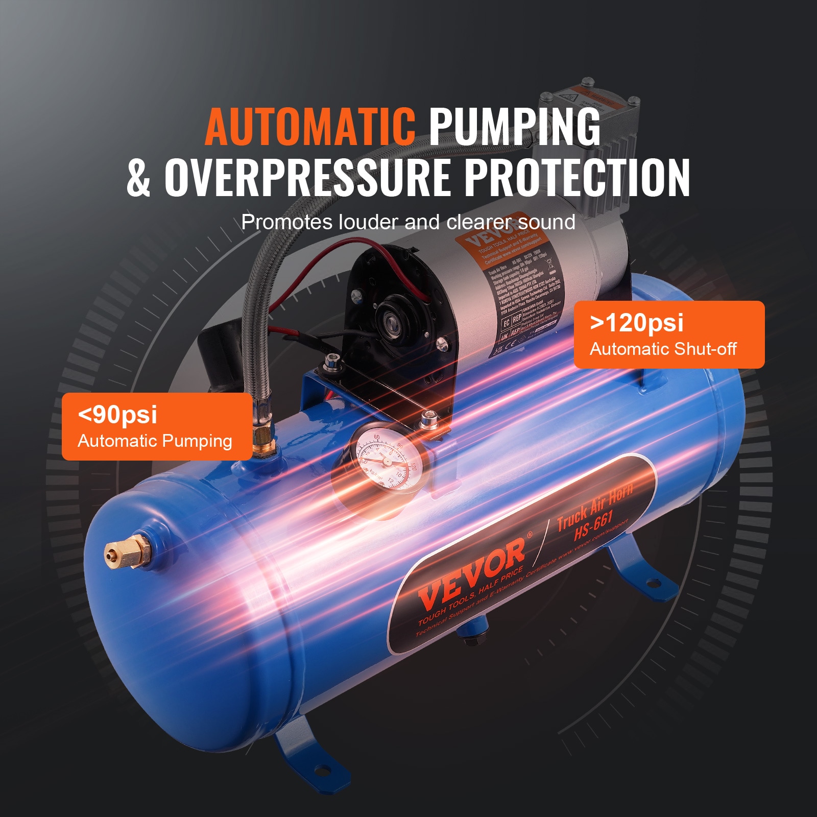 VEVOR Compresor de aire vertical portátil eléctrico de 1.6 galones y 120 PSI con accesorios incluidos - QLBCQGYYSJZCESCMXV9