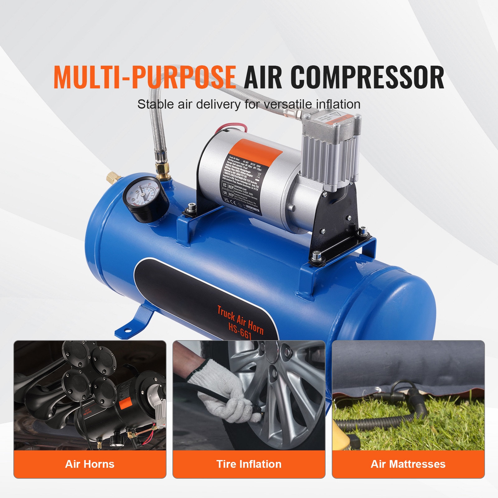 VEVOR Compresor de aire vertical portátil eléctrico de 1.6 galones y 120 PSI con accesorios incluidos - QLBCQGYYSJZCESCMXV9