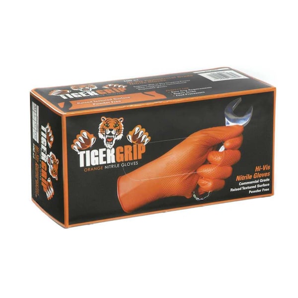 Guantes Desechables de Nitrilo Disco, 7 mil Palma, Nitrilo, L, Naranja - 17411