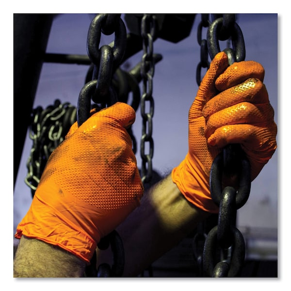 Gloveworks de Ammex Guantes de Nitrilo Industrial Resistente, Sin Polvo, 8 mil, Extra Grande, Naranja, Paquete de 1000 - GWON48100
