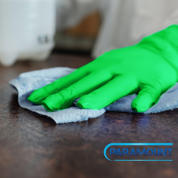 Guantes desechables de nitrilo Paramount, 6 mil de palma, nitrilo, sin polvo, S, 1 paquete, verde - S