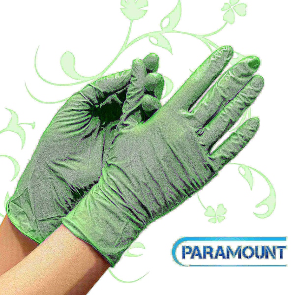 Guantes desechables de nitrilo Paramount, 6 mil de palma, nitrilo, sin polvo, S, 1 paquete, verde - S