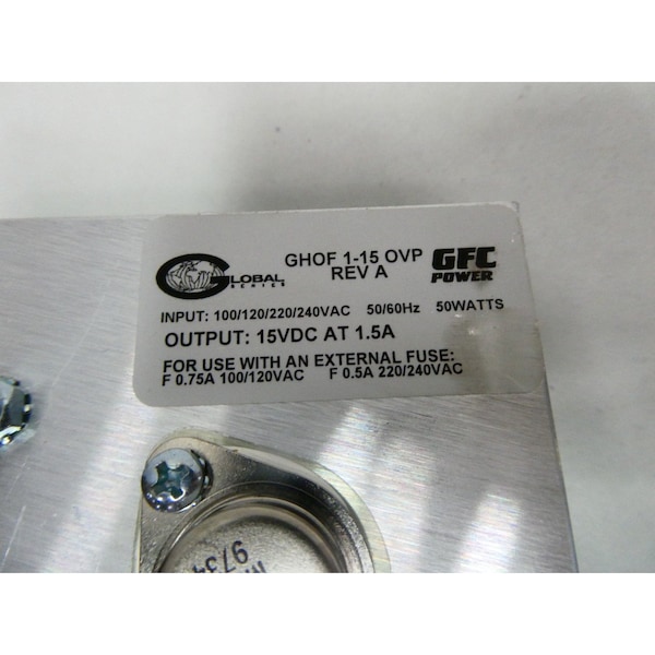 Global Power Supply, 100/120/220/240V AC, 15V DC, 1.5A - GHOF 1-15 OVP