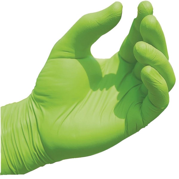 Guantes desechables de nitrilo Showa 7705PFT, 4 mil de grosor en la palma, nitrilo, sin polvo, XL, paquete de 100, color verde - 7705PFTXL