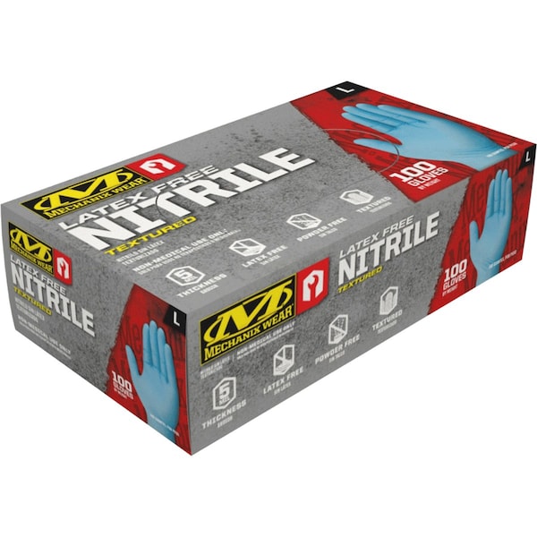 Guantes desechables de nitrilo Mechanix Wear, 5 mil de palma, nitrilo, L, azul - MECD02-03-010-100