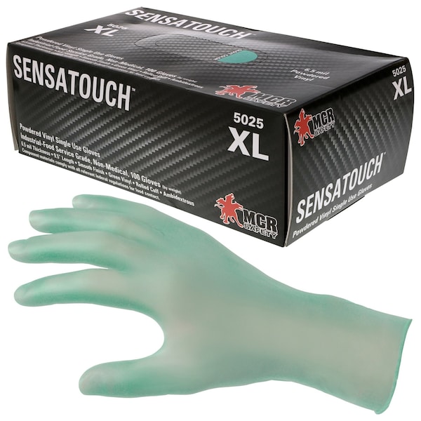 Mcr Safety Vinil Guantes Desechables, Vinil, con Polvo, XL, Paquete de 400 - 5025XL