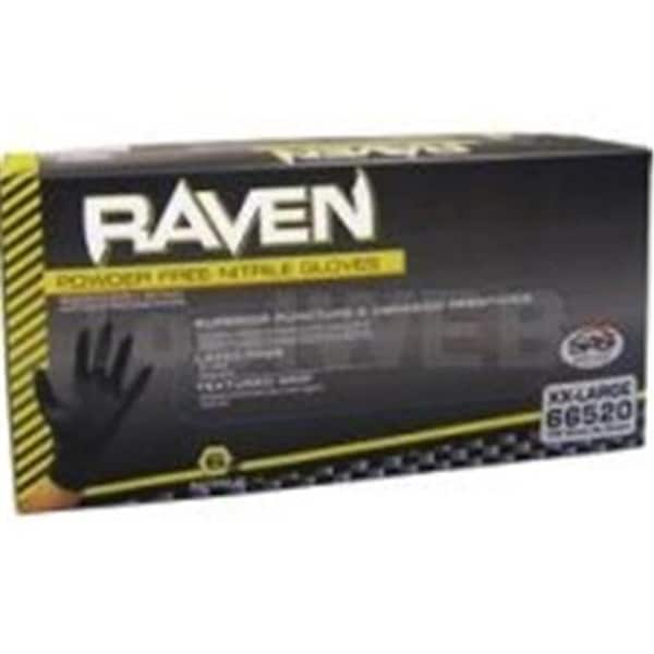 Sas Safety Raven, Guantes Desechables de Nitrilo, 6 mil Palm, Nitrilo, Sin Polvo, L, Negro - SAS66518