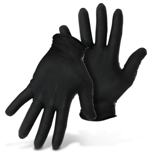 Guantes desechables de nitrilo Grippaz, 8 mil de espesor en la palma, Nitrilo, L, Negro - G21091-L