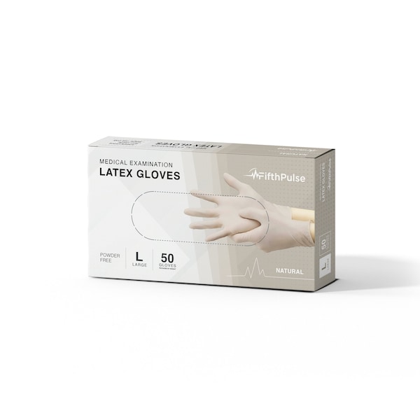 Guantes desechables de látex Fifthpulse, látex, L, 50 piezas, Natural - FMN100366