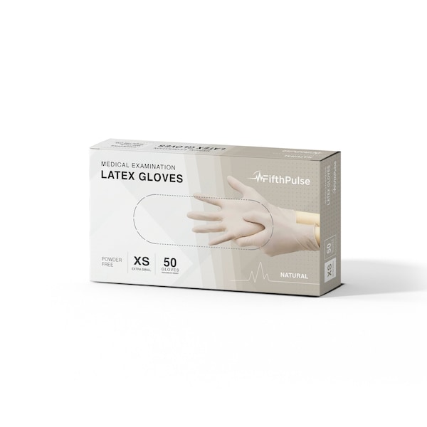 Guantes desechables de látex Fifthpulse, látex, L, 50 piezas, Natural - FMN100366
