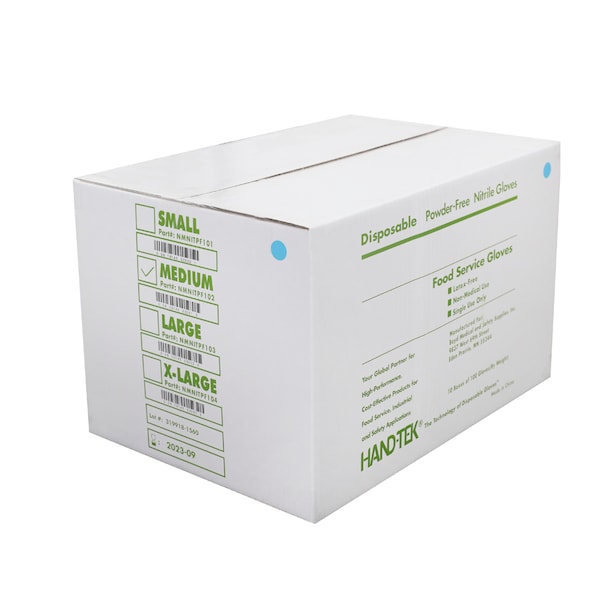Guantes Desechables de Nitrilo Hand-Tek, Nitrilo, sin Polvo, M, 1000 piezas, Azules - NMNITPF102