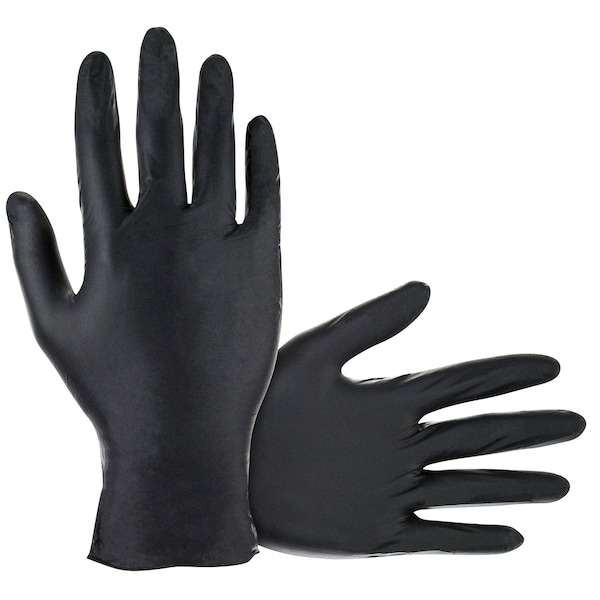 Sas Safety Derma-Pro, Guantes desechables de nitrilo, 4.5 mil Palma, Nitrilo, sin polvo, L, 100 piezas, Negro - 66543