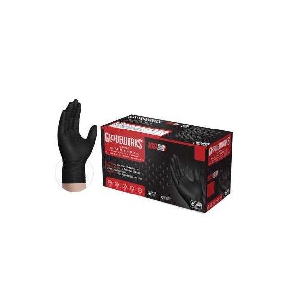 Guantes de nitrilo negro de alta resistencia Gloveworks Heavy Duty de herramienta ISN en tamaño grande - AMXGWBN46100