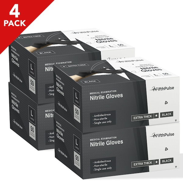 Guantes de Examen de Nitrilo Fifthpulse, 4.5 ml de Palma, Nitrilo, sin Polvo, Talla L, Paquete de 200 - FP-FMN100431-4A