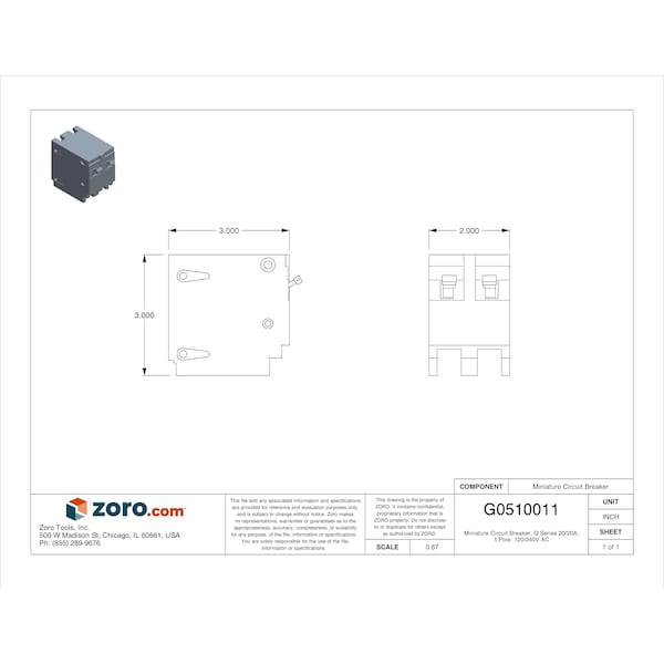 Siemens Miniature Circuit Breaker, Q Series, 20/20A, 1 Pole, 120/240V AC, 10kA at 120V AC - Q2020NC