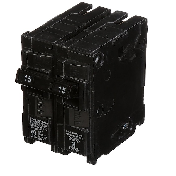 Siemens Circuit Breaker, QP/MP Series, 15A, 2 Pole, 120/240V AC - ITEQ215