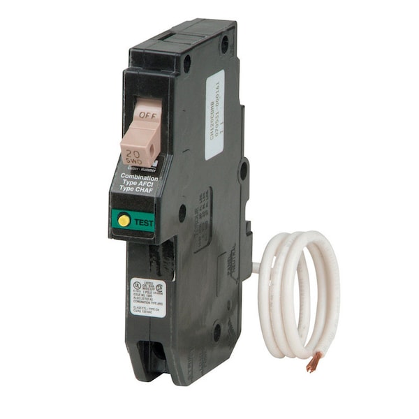 Eaton Cutler-Hammer Combination Circuit Breaker, CHF Series, 20A, 1 Pole, 120/240V AC, 10kA - CHFCAF120