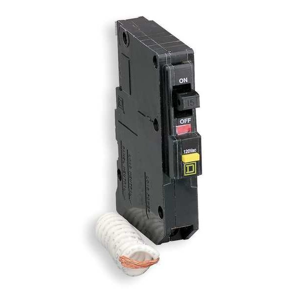 Square D Miniature Circuit Breaker, QOB Series, 20A, 1 Pole, 120V AC, 10kA at 120V AC - QOB120AFI