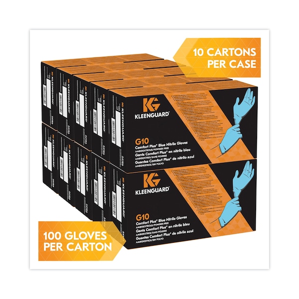 Kleenguard G10 Comfort Plus, Guantes, 4 mil en la palma, Nitrilo, S, 1000 piezas, Azul Claro - 54186