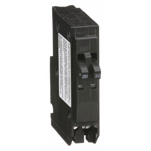 Square D Miniature Circuit Breaker, QO Series, 20/30A, 1x1, 1x1 Pole, 240V AC, 10kA at 120/240V AC - QO2030