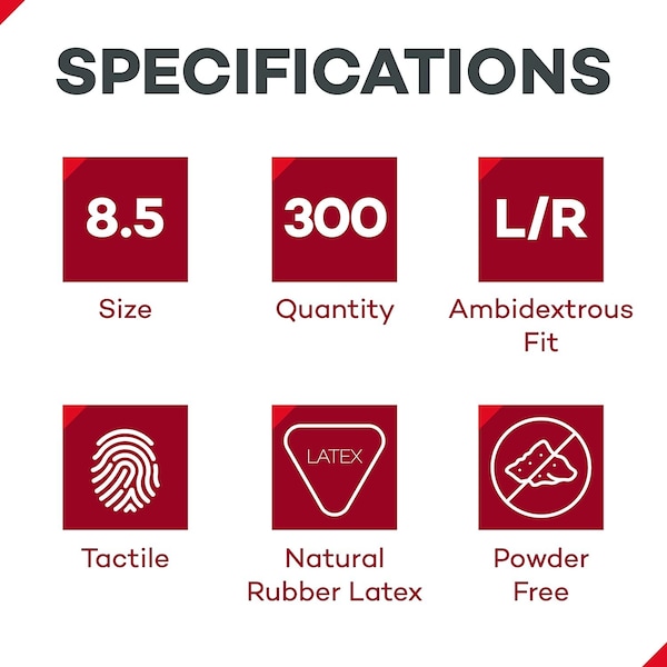Guantes quirúrgicos de látex Dealmed, látex, sin polvo, 75, paquete de 300, color beige - 787985.
