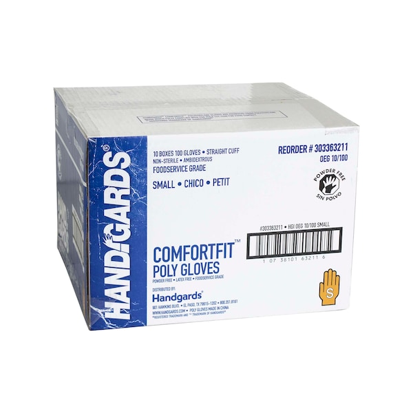 Valugards ComfortFit, Guantes desechables de polietileno, Polietileno, Libre de polvo, Talla S, Paquete de 1000 - 303363211