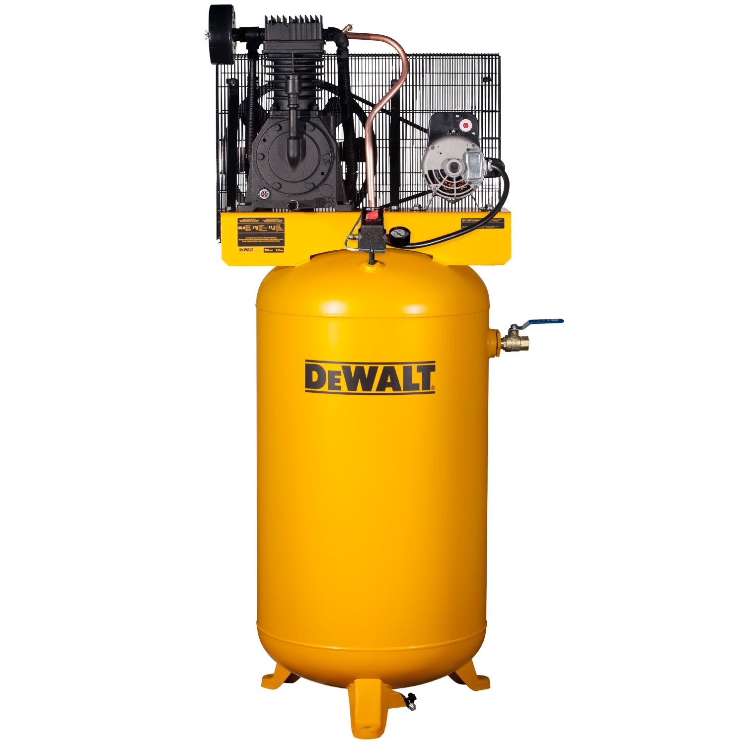 Compresor de aire eléctrico estacionario DEWALT de 80 galones y 175 PSI con accesorios incluidos - DXCMV5048055A
