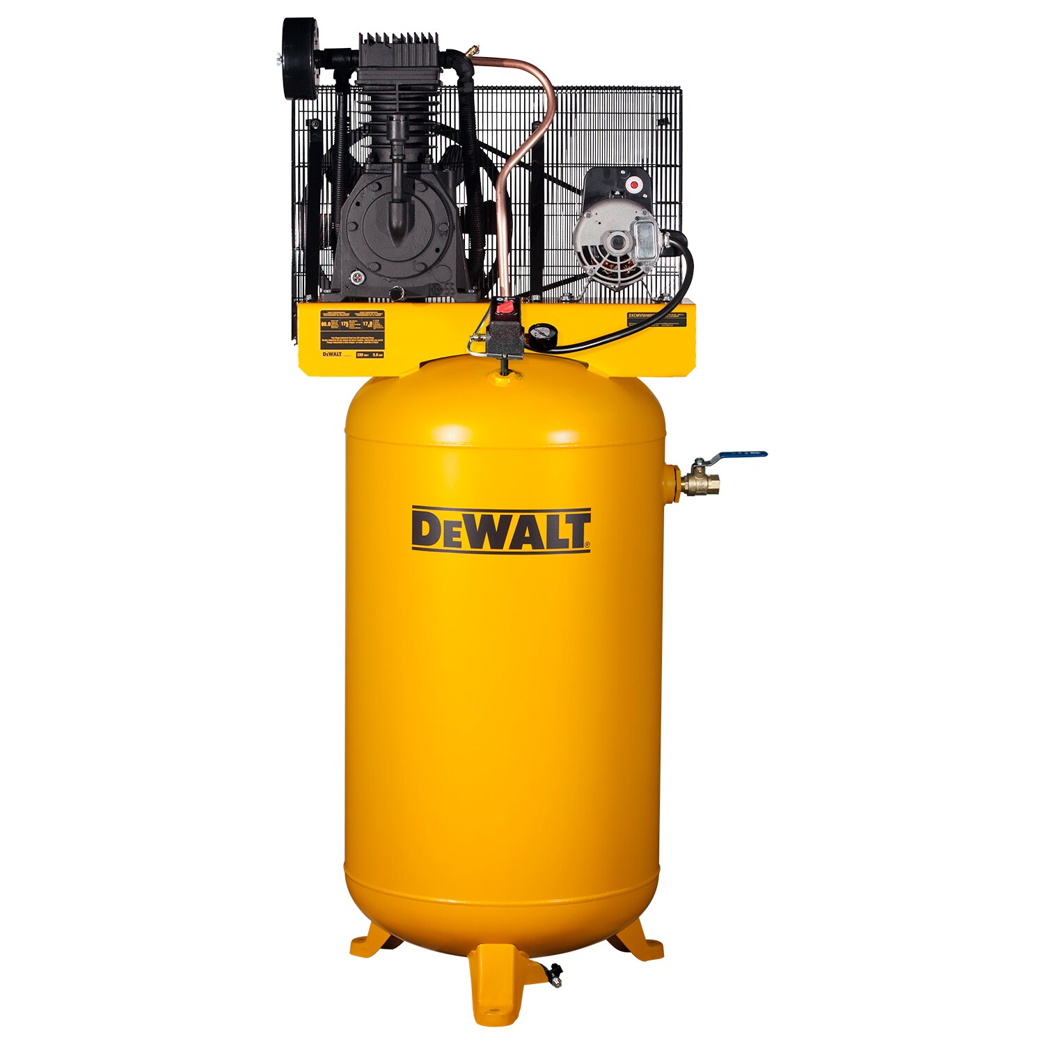 Compresor de aire eléctrico estacionario DEWALT de 80 galones y 175 PSI con accesorios incluidos - DXCMV5048055A