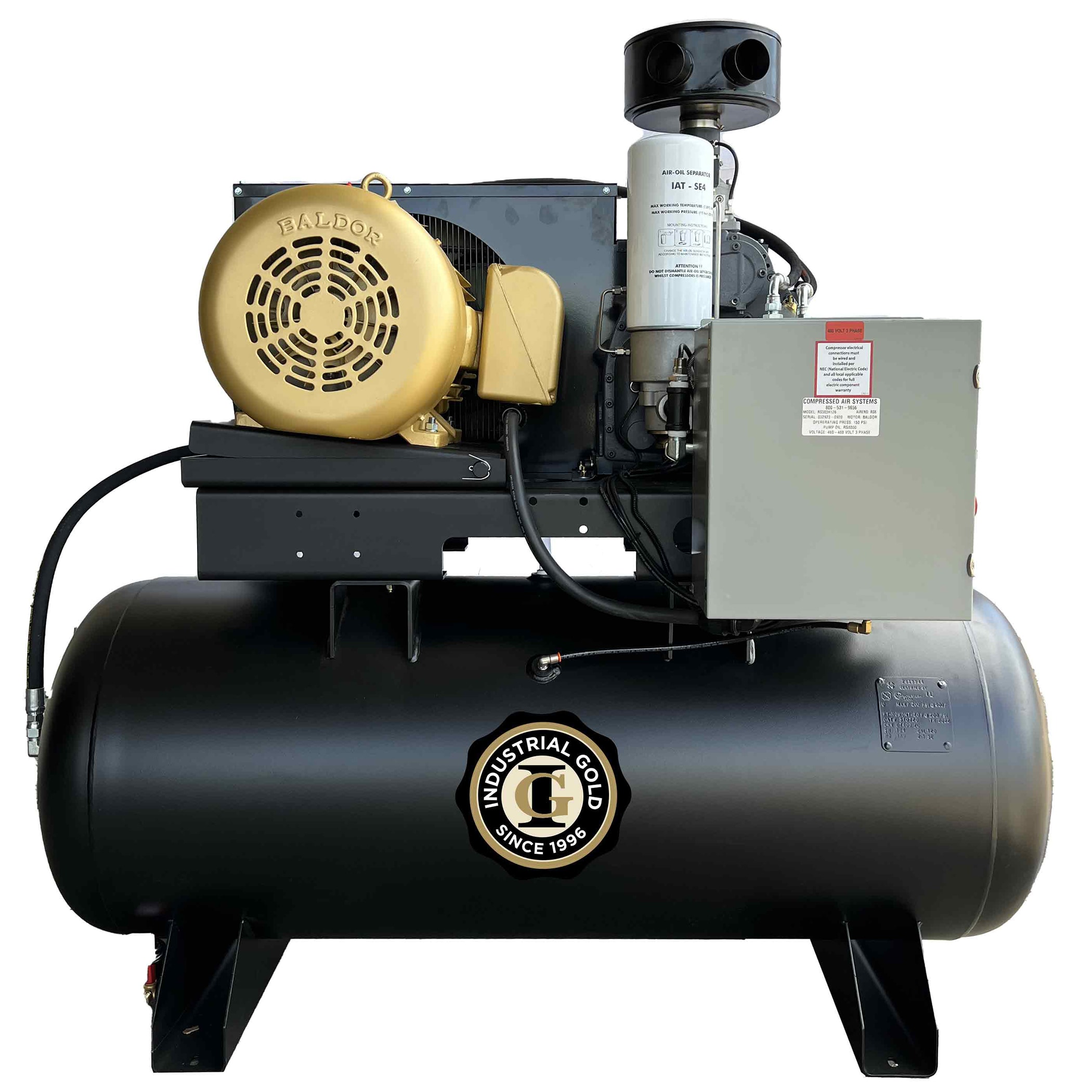 ORO INDUSTRIAL ORO INDUSTRIAL Compresor de aire eléctrico estacionario horizontal de 120 galones y 150 PSI - R253H126