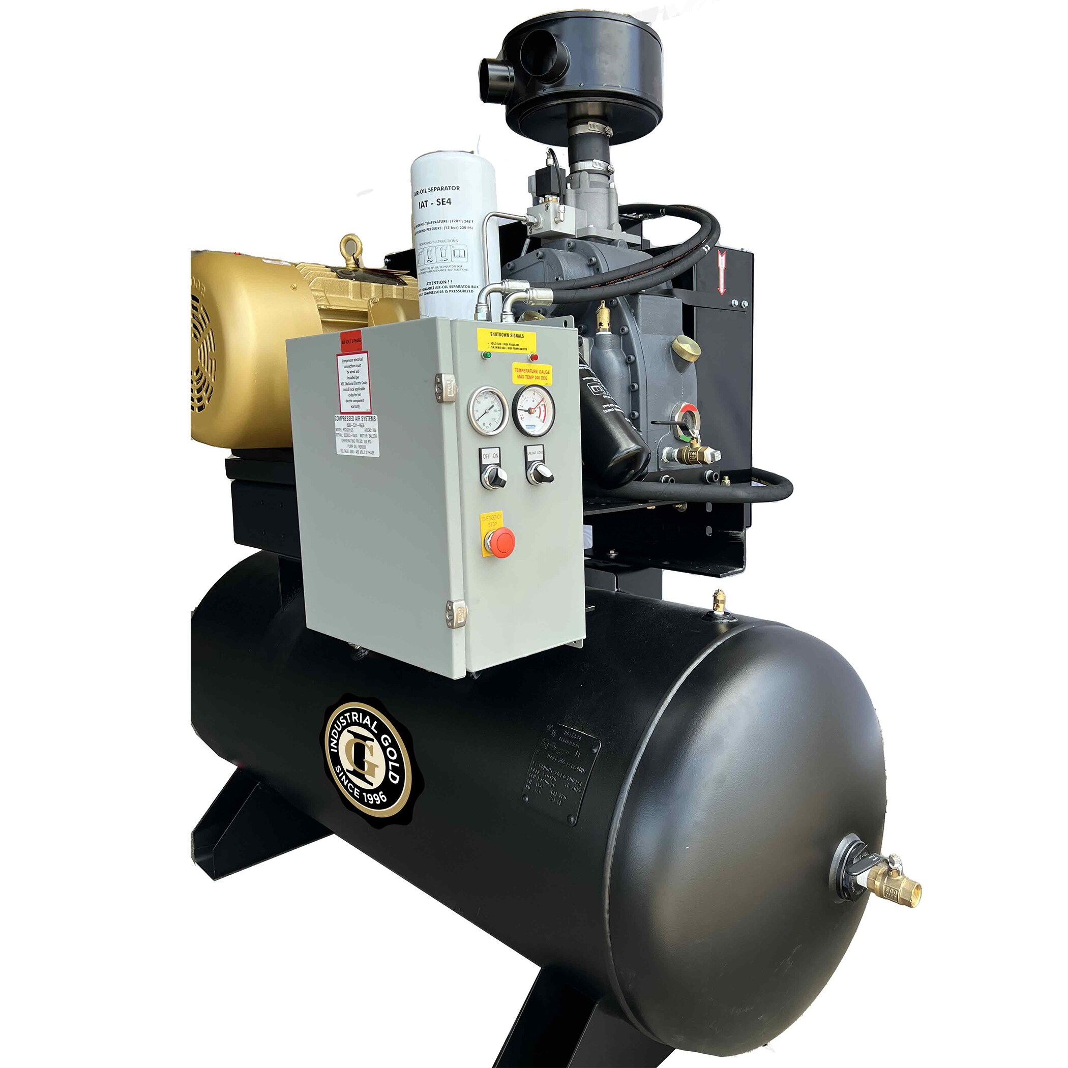 ORO INDUSTRIAL ORO INDUSTRIAL Compresor de aire eléctrico estacionario horizontal de 120 galones y 150 PSI - R253H126