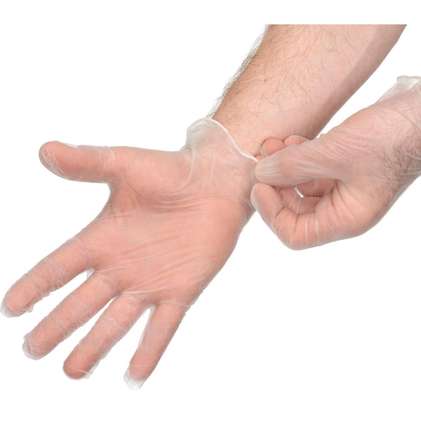 Guantes desechables de vinilo para zona segura, 3.2 milésimas de pulgada en la palma, de vinilo, con polvo, talla L, transparentes - GVDR-LG-1